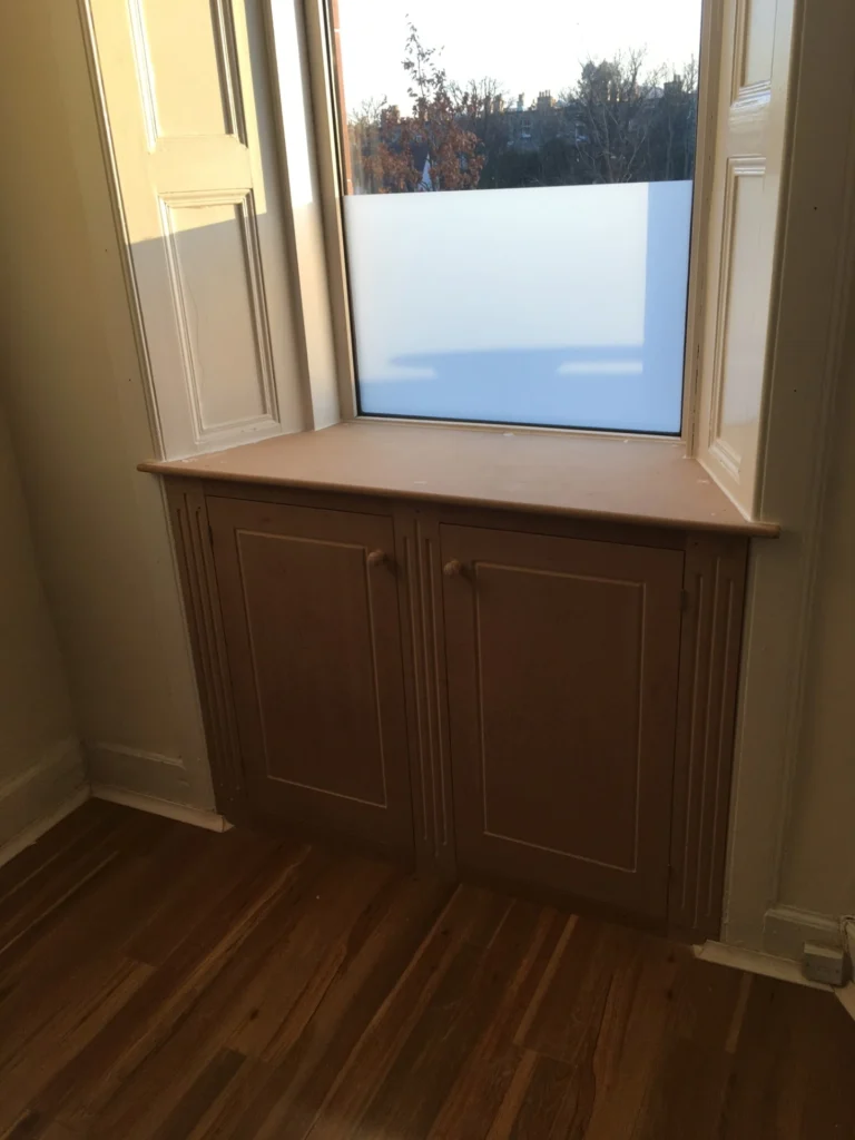 window seat hand made in wood