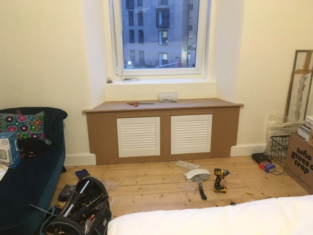 wooden window seat in progress