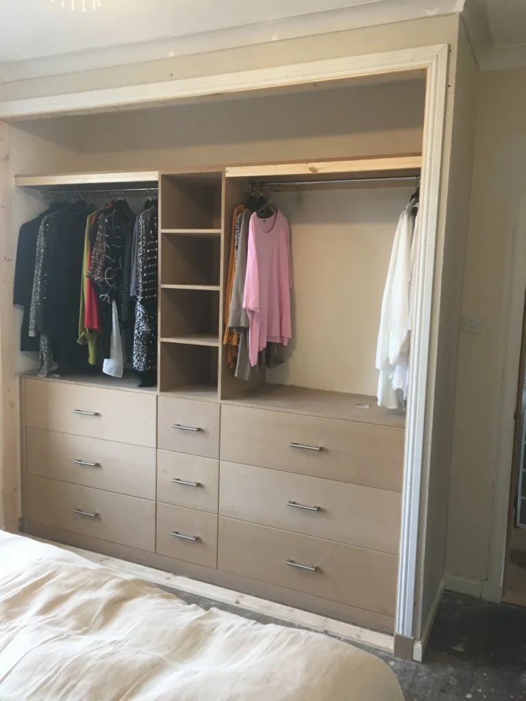 custom made bedroom cupboard with clothing storage